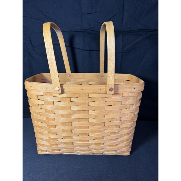 Vintage LONGABERGER 15"w x 11"h Rectangular Double Handle Market Magazine Basket - Picture 5 of 7